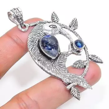 Natural Sodalite, Topaz Gemstone 925 Sterling Silver Jewelry Pendant 2.48 l4i88