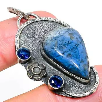 Natural Sodalite, Topaz Gemstone 925 Sterling Silver Gift Pendant 2.05 c5O37