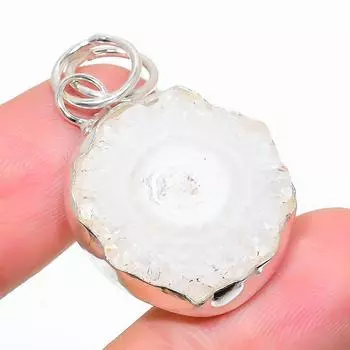 Natural Solar Quartz Gemstone Handmade 925 Sterling Silver Pendant 1.58 z5Z04
