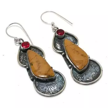 Серьги из серебра 925 пробы с натуральным гранатом Sonora Sunrise 2,48 дюйма C5a59