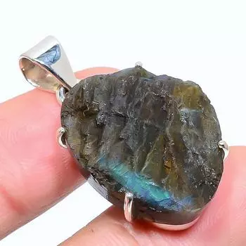 Natural Spectrolite Gemstone 925 Solid Sterling Silver Gift Pendant 1.58 f7y60