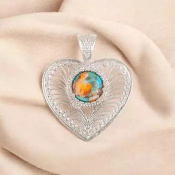 Natural Spiny Oyster Gemstone 925 Sterling Silver Jewelry Handmade Pendant 1.4 CP-15-37