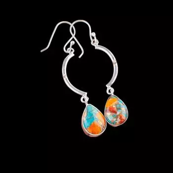 Natural Spiny Oyster Gemstone 925 Sterling Silver Jewelry Dangle Earrings 2.60 EE-43-35