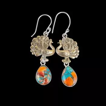 Natural Spiny Oyster Gemstone 925 Sterling Silver Jewelry Handmade Earrings2.20 EE-44-31