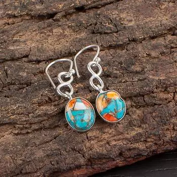 Natural Spiny Oyster Gemstone 925 Sterling Silver Jewelry Handmade Earrings1.60 EE-12-38