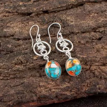 Natural Spiny Oyster Gemstone 925 Sterling Silver Jewelry Handmade Earrings2.00 EE-17-36