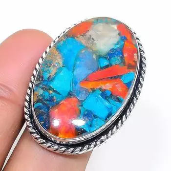 Natural Spiny Oyster Gemstone 925 Sterling Silver Jewelry Ring Size 7 j3d66