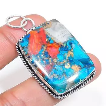 Natural Spiny Oyster Gemstone 925 Sterling Silver Jewelry Pendant 2.05 F5c45