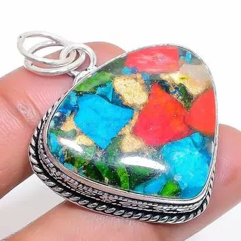 Natural Spiny Oyster Gemstone 925 Sterling Silver Jewelry Pendant 1.77 l5f80