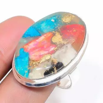 Natural Spiny Oyster Gemstone 925 Sterling Silver Jewelry Ring Size 10 o7L49