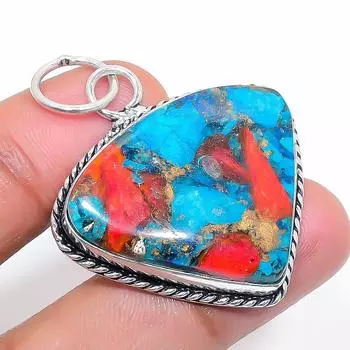 Natural Spiny Oyster Gemstone 925 Sterling Silver Jewelry Pendant 1.81 v1W19