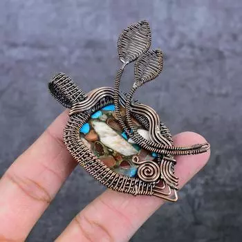 Natural Spiny Oyster Gemstone Copper Wire Wrap Jewelry Pendant 2.84 J7b18