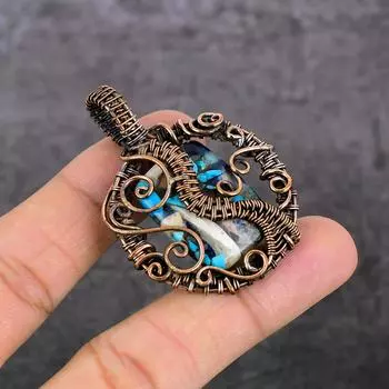 Natural Spiny Oyster Gemstone Copper Wire Wrap Jewelry Pendant 2.05 a9k87