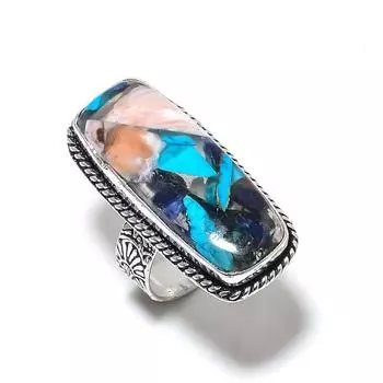 Natural Spiny Oyster Gemstone Handmade 925 Sterling Silver Ring Size 6 j5R75