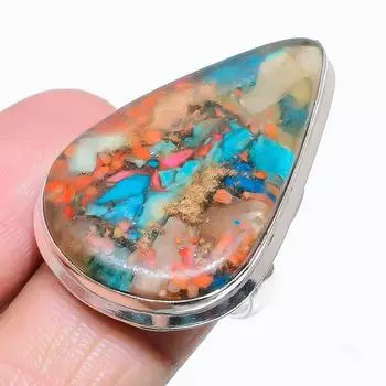 Natural Spiny Oyster Gemstone Handmade 925 Sterling Silver Ring Size 8 B5W59