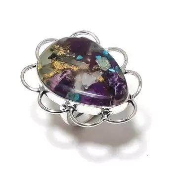 Natural Spiny Oyster Gemstone Handmade 925 Sterling Silver Ring Size 6 b7e45