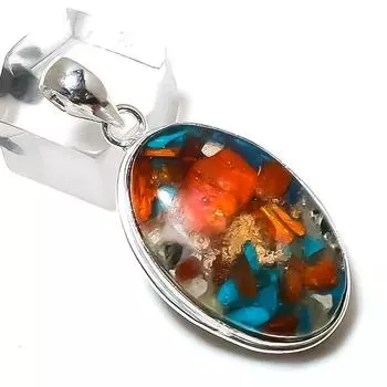 Natural Spiny Oyster Gemstone Handmade 925 Sterling Silver Pendant 1.77 y4F51