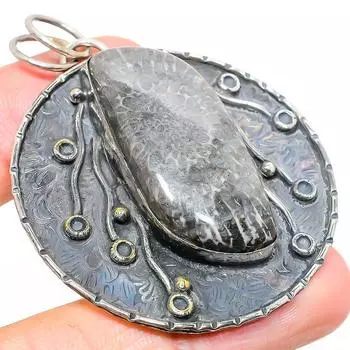 Подарочный кулон из стерлингового серебра 925 пробы с натуральным коралловым скатом 2,36 дюйма B9u24