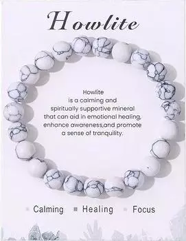 Natural stone tiger eye amethyst elastic rope bead bracelet for men and women friendship gift, white cardboard bracelet