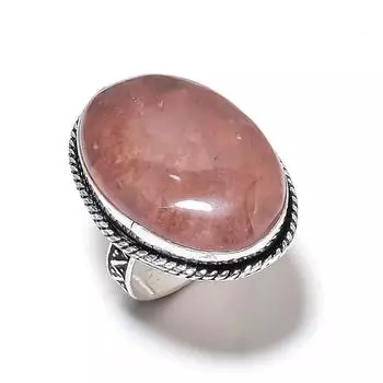Natural Strawberry Quartz Gemstone 925 Sterling Silver Gift Ring Size 10 n9q42