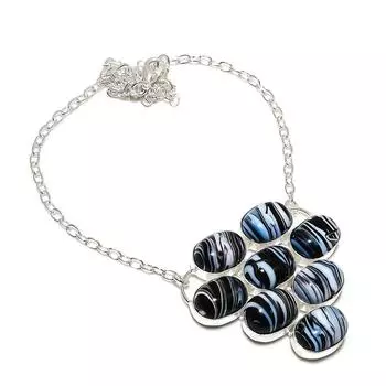 Natural Sulemani Hakik Gemstone 925 Sterling Silver Jewelry Necklace 18 Q4A55