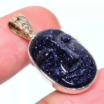 Natural Sunstone Gemstone 925 Sterling Silver TwoTone Gift Pendant 1.30 l8o13
