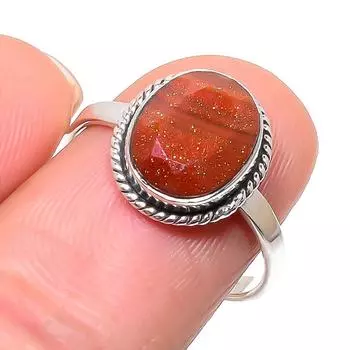 Natural Sunstone Gemstone Handmade 925 Solid Sterling Silver Gift Ring S.9 o3j33