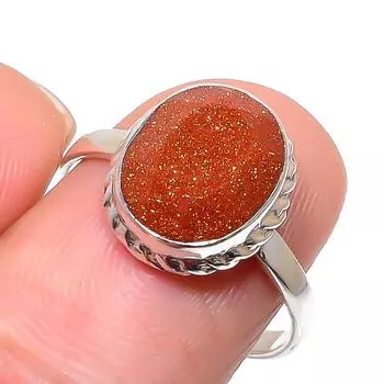 Natural Sunstone Gemstone Handmade 925 Solid Sterling Silver Gift Ring S.9 R1e87