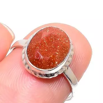 Natural Sunstone Gemstone Handmade 925 Solid Sterling Silver Gift Ring S.7 E6D65