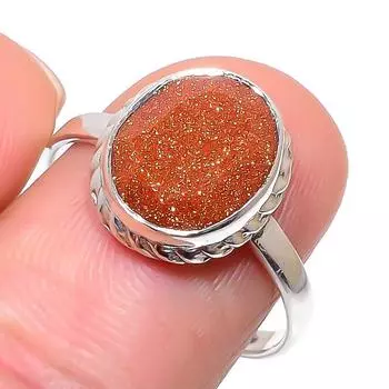 Natural Sunstone Gemstone Handmade 925 Sterling Silver Jewelry Ring S.9.5 C0J06