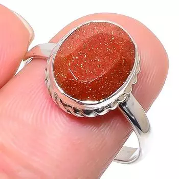 Natural Sunstone Gemstone Handmade 925 Sterling Silver Jewelry Ring Size 10 Q6q42