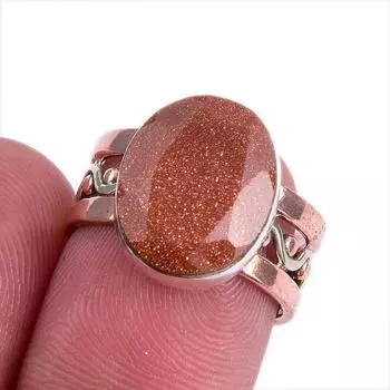 Natural Sunstone Gemstone Two Tone 925 Sterling Silver Jewelry Ring Size 6 J8n25