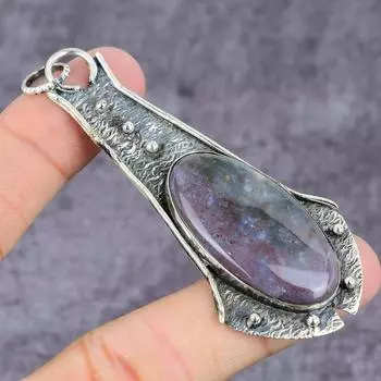 Natural Sunstone In Lolite Gemstone 925 Sterling Silver Pendant 2.75 S3C45