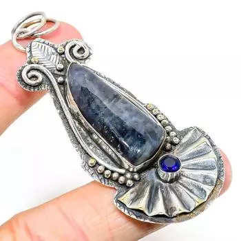 Natural Sunstone In Lolite,Topaz Gemstone 925 Sterling Silver Pendant 3.15 S4J73