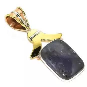 Natural Sunstone In Lolite Two Tone 925 Solid Sterling Silver Pendant 1.75 r7s76