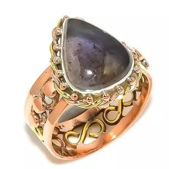 Natural Sunstone In Lolite Two Tone 925 Sterling Silver Jewelry Ring S.10 n5F18