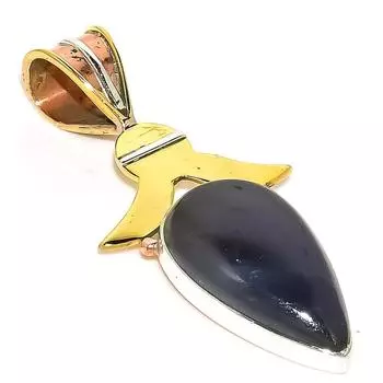 Natural Sunstone In Lolite Two Tone 925 Solid Sterling Silver Pendant 1.75 Q1T28