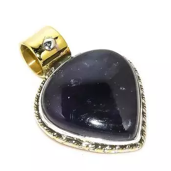 Natural Sunstone In Lolite Two Tone 925 Solid Sterling Silver Pendant 1.25 Q0Y12