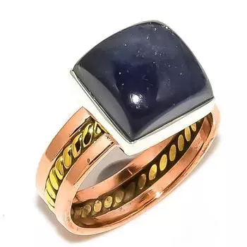 Natural Sunstone In Lolite Two Tone 925 Sterling Silver Jewelry Ring S.10 B1q57