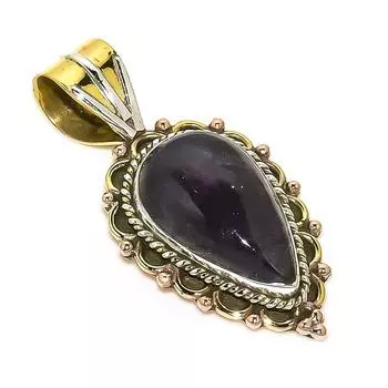 Natural Sunstone In Lolite Two Tone 925 Solid Sterling Silver Pendant 1.50 Z7k51