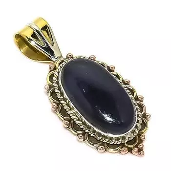 Natural Sunstone In Lolite Two Tone 925 Solid Sterling Silver Pendant 1.75 L4G55