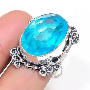 Natural Swiss Blue Topaz Gemstone 925 Sterling Silver Jewelry Ring Size 8 S1G37