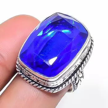 Natural Swiss Blue Topaz Gemstone 925 Sterling Silver Jewelry Ring Size 6 h5a51