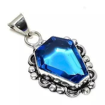 Natural Swiss Blue Topaz Gemstone 925 Sterling Silver Gift Pendant 1.77 g8P42