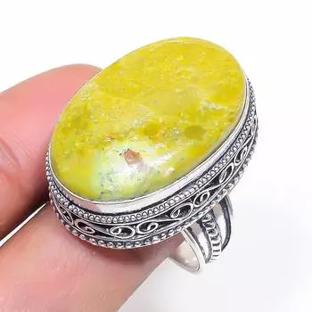Natural Swiss Green Opal Gemstone 925 Sterling Silver Jewelry Ring Size 10 i1h45