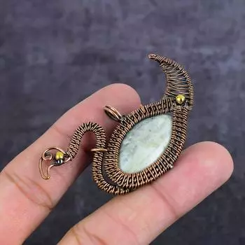 Natural Swiss Green Opal Gemstone Copper Wire Wrap Jewelry Pendant 1.30 N3f96