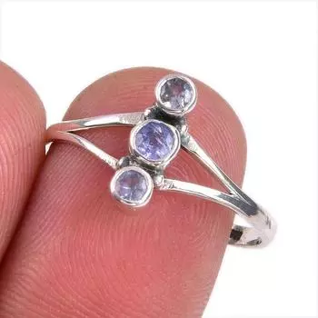 Natural Tanzanite Gemstone 925 Solid Sterling Silver Jewelry Ring Size 9 L5e17