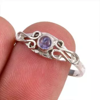 Natural Tanzanite Gemstone 925 Solid Sterling Silver Jewelry Ring Size 8.5 e2P42