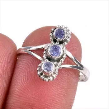 Natural Tanzanite Gemstone 925 Solid Sterling Silver Jewelry Ring Size 8 s6J68