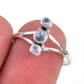 Natural Tanzanite Gemstone 925 Solid Sterling Silver Jewelry Ring Size 8 d5I95